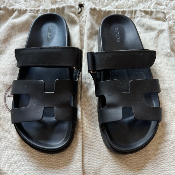Hermès Black Chypre Sandals size 39 - Picture 1 of 8